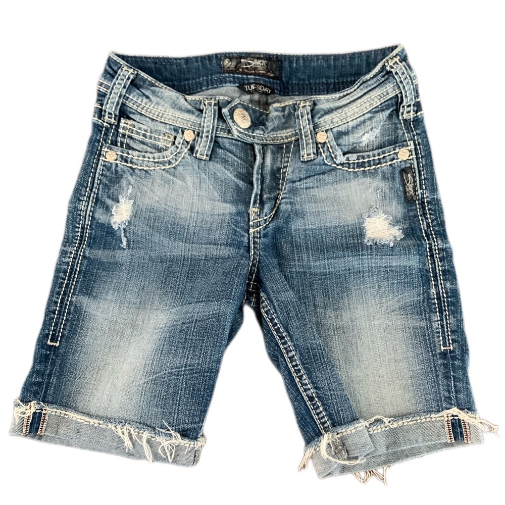 Girls Silver Bermuda Shorts